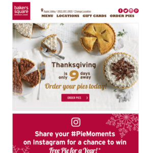 Email Design - Bakers Square - Thanksgiving