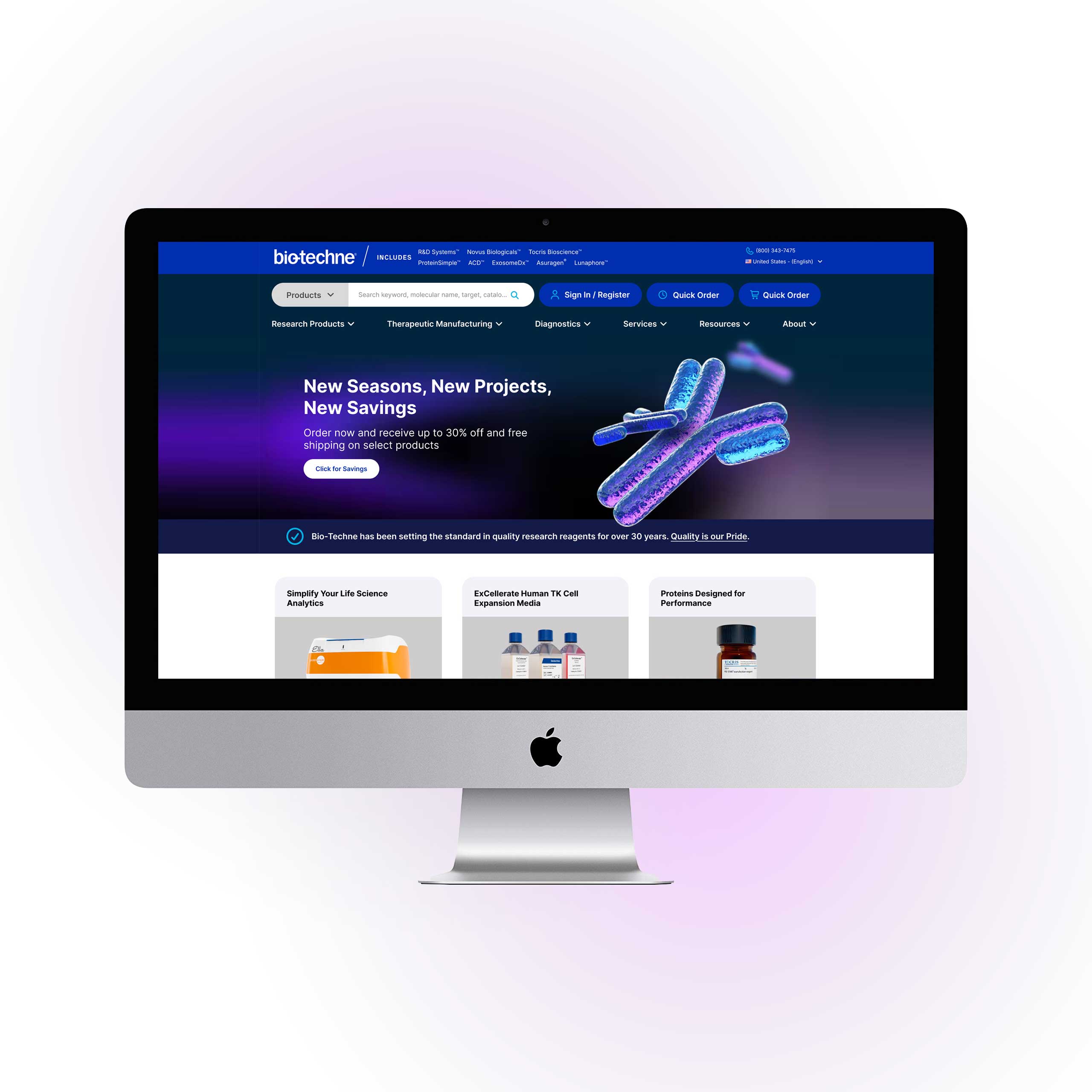 bio-techne iMac homepage