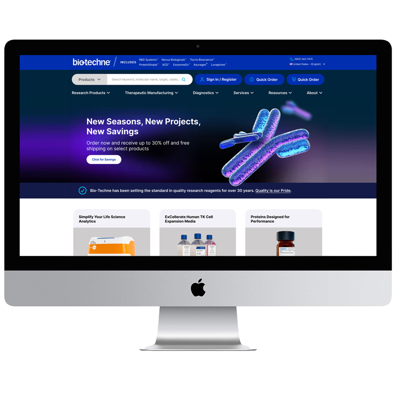 iMac Screen Bio-Techne website