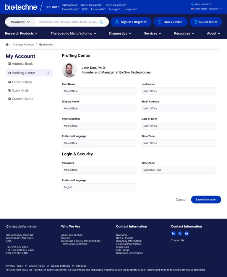 BT - My Account - Profiling Center